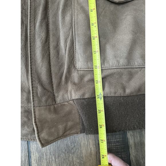 VTG Georgetown Leather Design Jacket 90s Bomber A2 Lg Aviator Distressed Korea - Picture 4 of 16